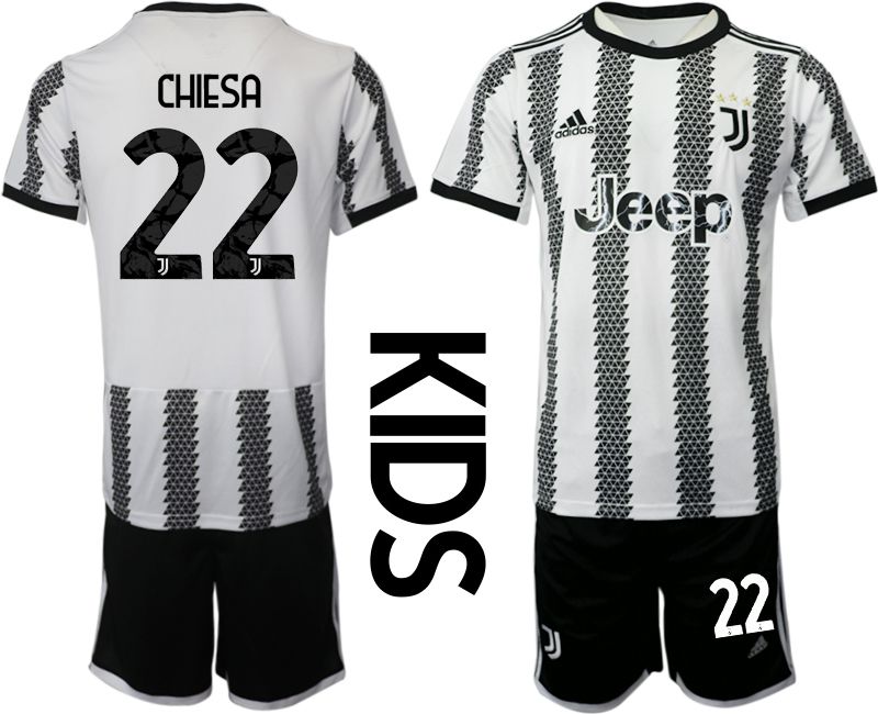 Youth 2022-2023 Club Juventus FC home white #22 Soccer Jerseys->youth soccer jersey->Youth Jersey